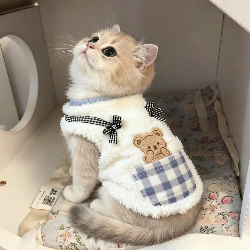 Cat Clothes for Fall & Winter, Warm Fleece-Lined...