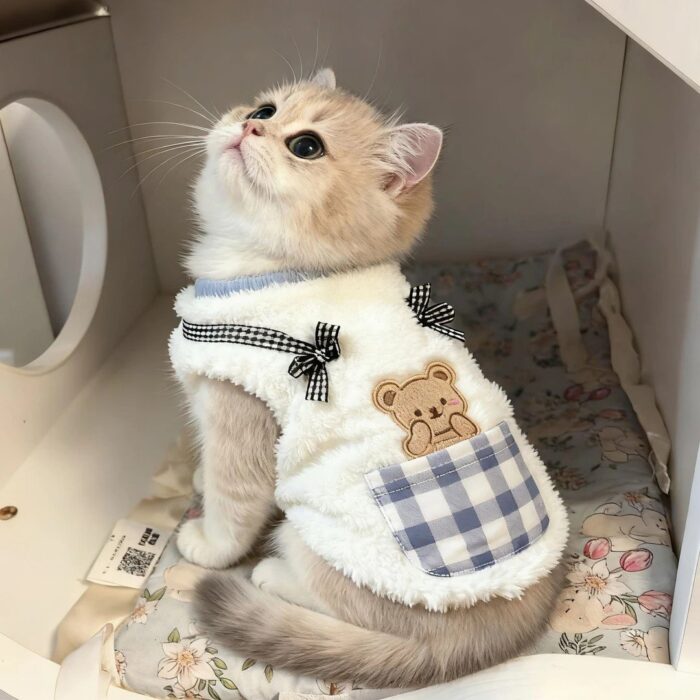 Cat Clothes for Fall & Winter, Warm Fleece-Lined...