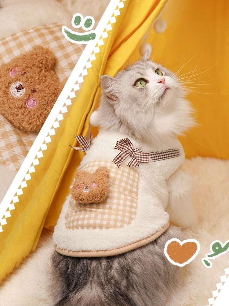 Cat Clothes for Fall & Winter, Warm Fleece-Lined...