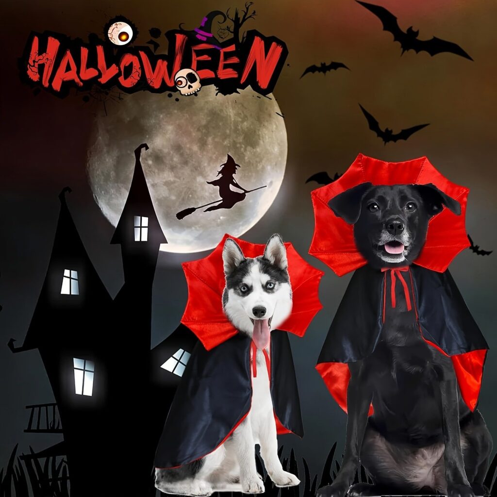 Halloween Pet Vampire Cape – Cross-Border Bestseller, Stand Collar Cat & Dog Cloak, Magic Witch Costume for Party Dressing