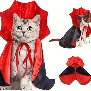 Halloween Pet Vampire Cape – Cross-Border Bestseller, Stand Collar Cat & Dog Cloak, Magic Witch Costume for Party Dressing