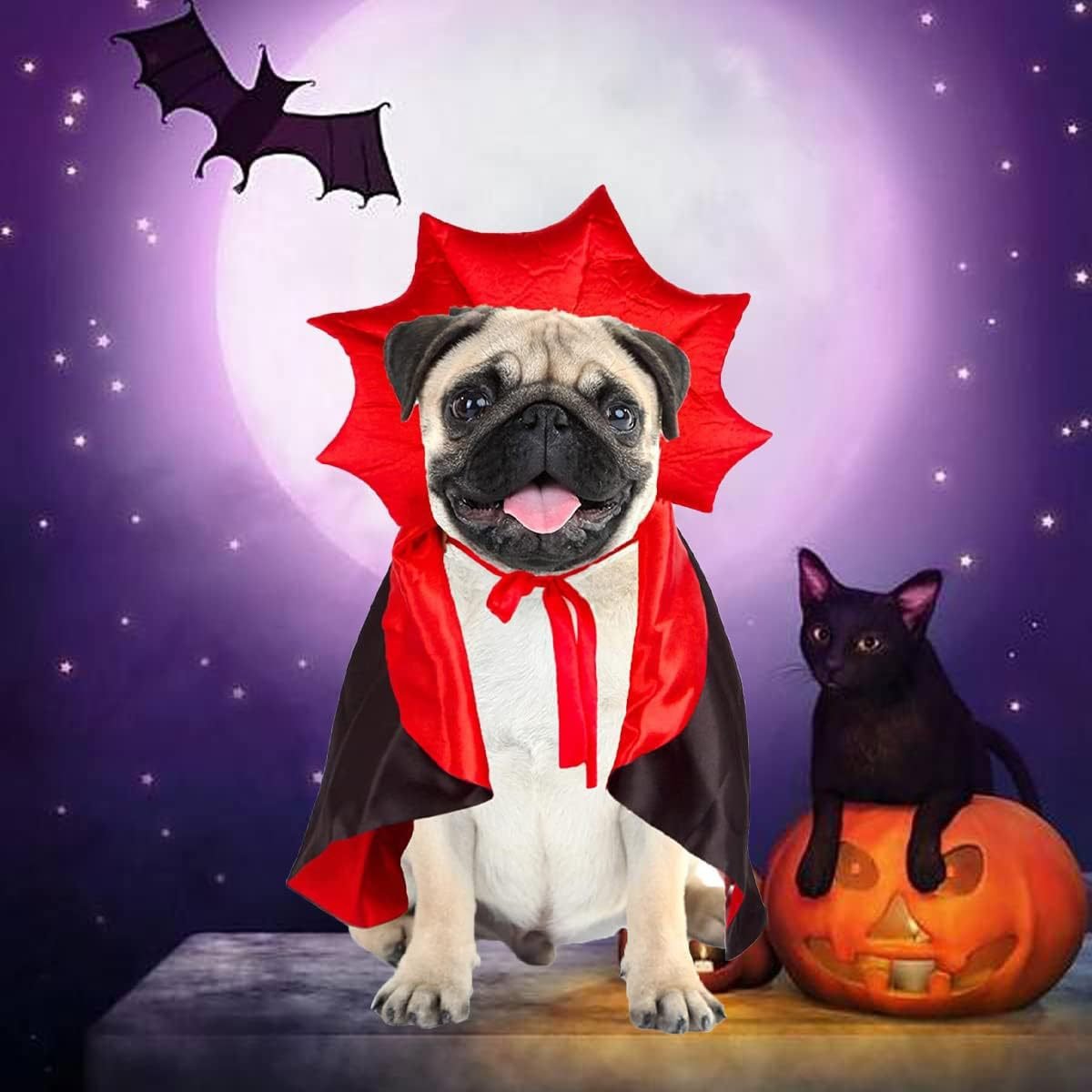 Halloween Pet Vampire Cape – Cross-Border Bestseller, Stand Collar Cat & Dog Cloak, Magic Witch Costume for Party Dressing