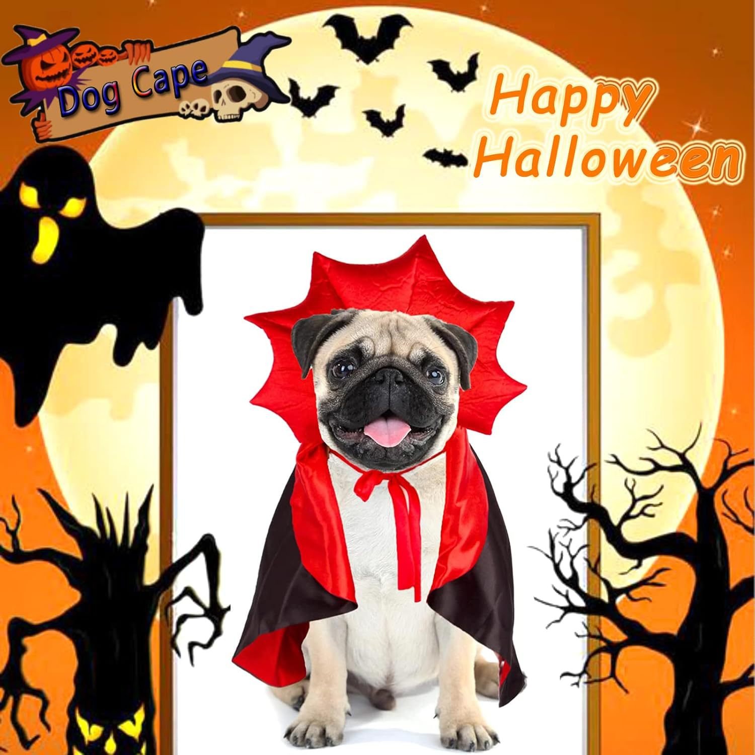 Halloween Pet Vampire Cape – Cross-Border Bestseller, Stand Collar Cat & Dog Cloak, Magic Witch Costume for Party Dressing
