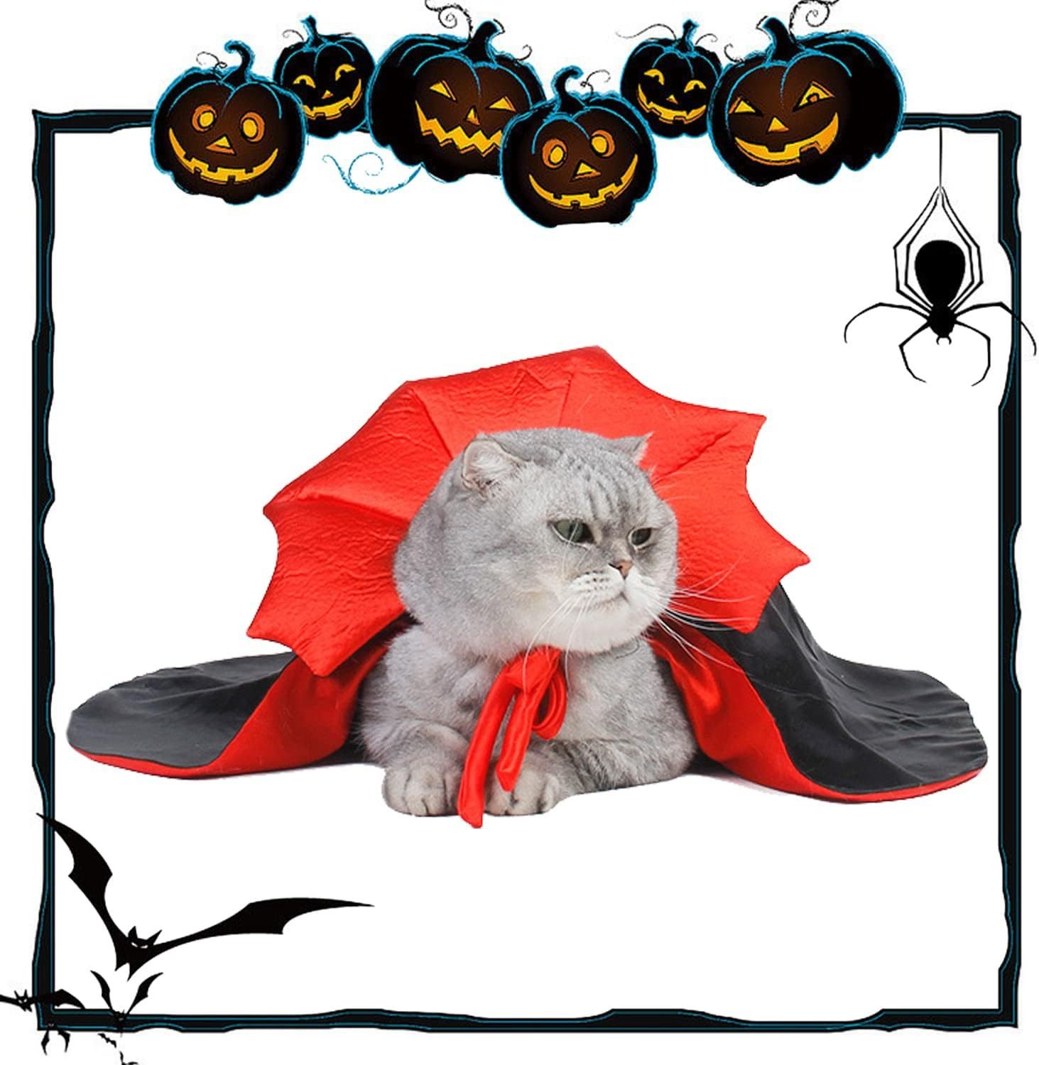 Halloween Pet Vampire Cape – Cross-Border Bestseller, Stand Collar Cat & Dog Cloak, Magic Witch Costume for Party Dressing
