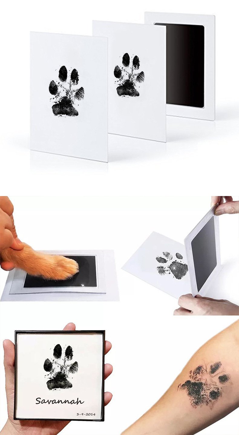 Pet Paw Print Stamp Pad - No-Wash Footprint Kit for Cats & Dogs, DIY Memory Album Keepsake, Paw Print Tracing for Pet Lovers