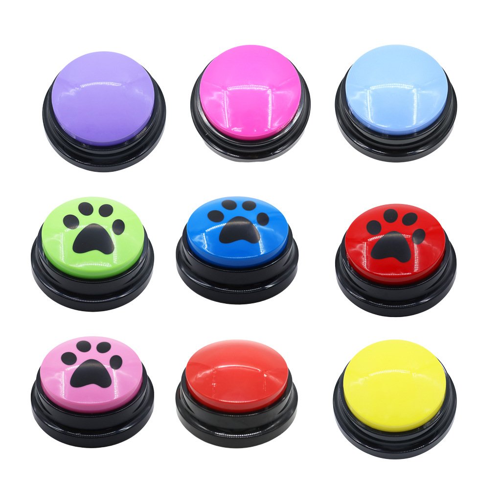 Plastic communication buttons dog talking training toy with sound recording, squeeze box, interactive, cute, and brain-boosting voice play.