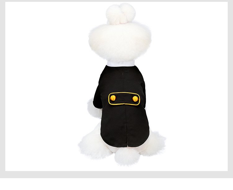 New Dog Tuxedo Pet Tailcoat Cat & Dog Formal Wear with Large Gold Eye-Catching Bow Tie Dog Suit