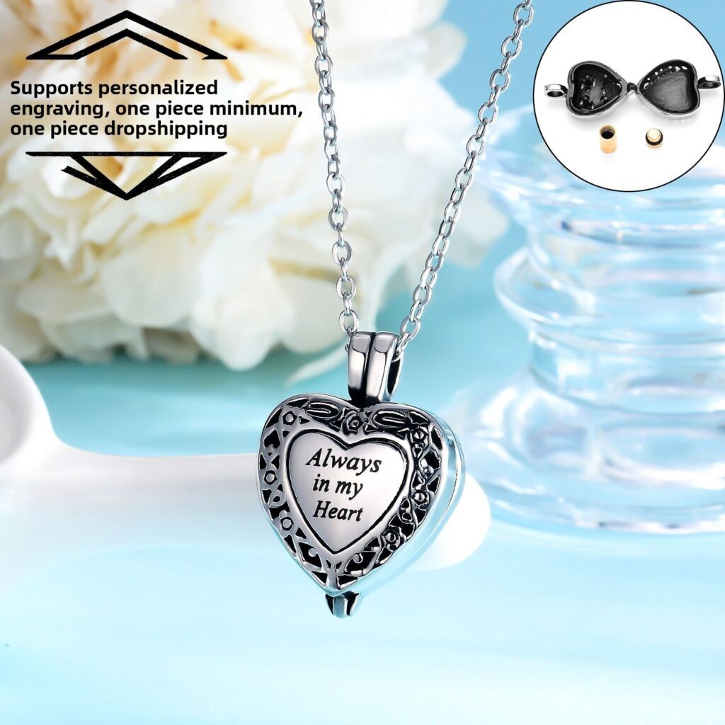 Amazon Best Seller Stainless Steel Heart-Shaped Pendant, Opens to Hold Memorial Keepsake for Loved Ones & Pets — "Always in My Heart