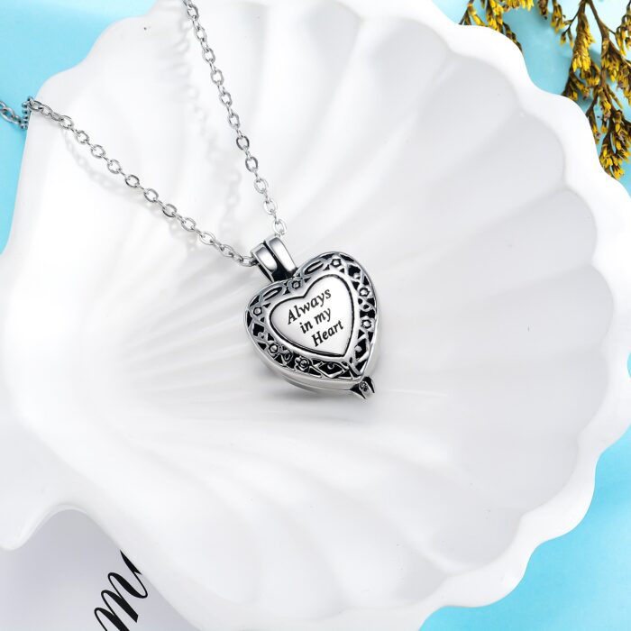 Amazon Best Seller Stainless Steel Heart-Shaped Pendant, Opens to Hold Memorial Keepsake for Loved Ones & Pets — "Always in My Heart