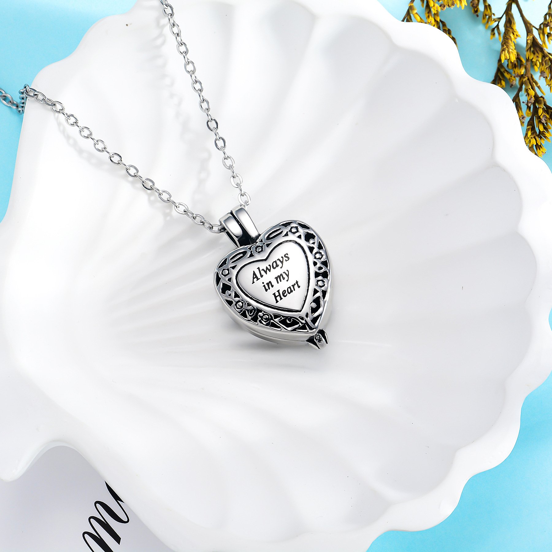 Amazon Best Seller Stainless Steel Heart-Shaped Pendant, Opens to Hold Memorial Keepsake for Loved Ones & Pets — 