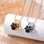 Stainless Steel Paw Print Urn Necklace, Openable Cremation Keepsake Pendant