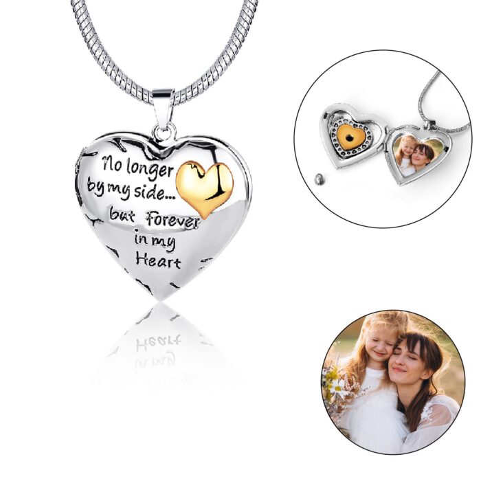 Cross-Border New Arrival: Openable Heart-Shaped Photo Locket Necklace, Heat-Transfer Photo Memorial for Loved Ones & Pet Ashes Pendant