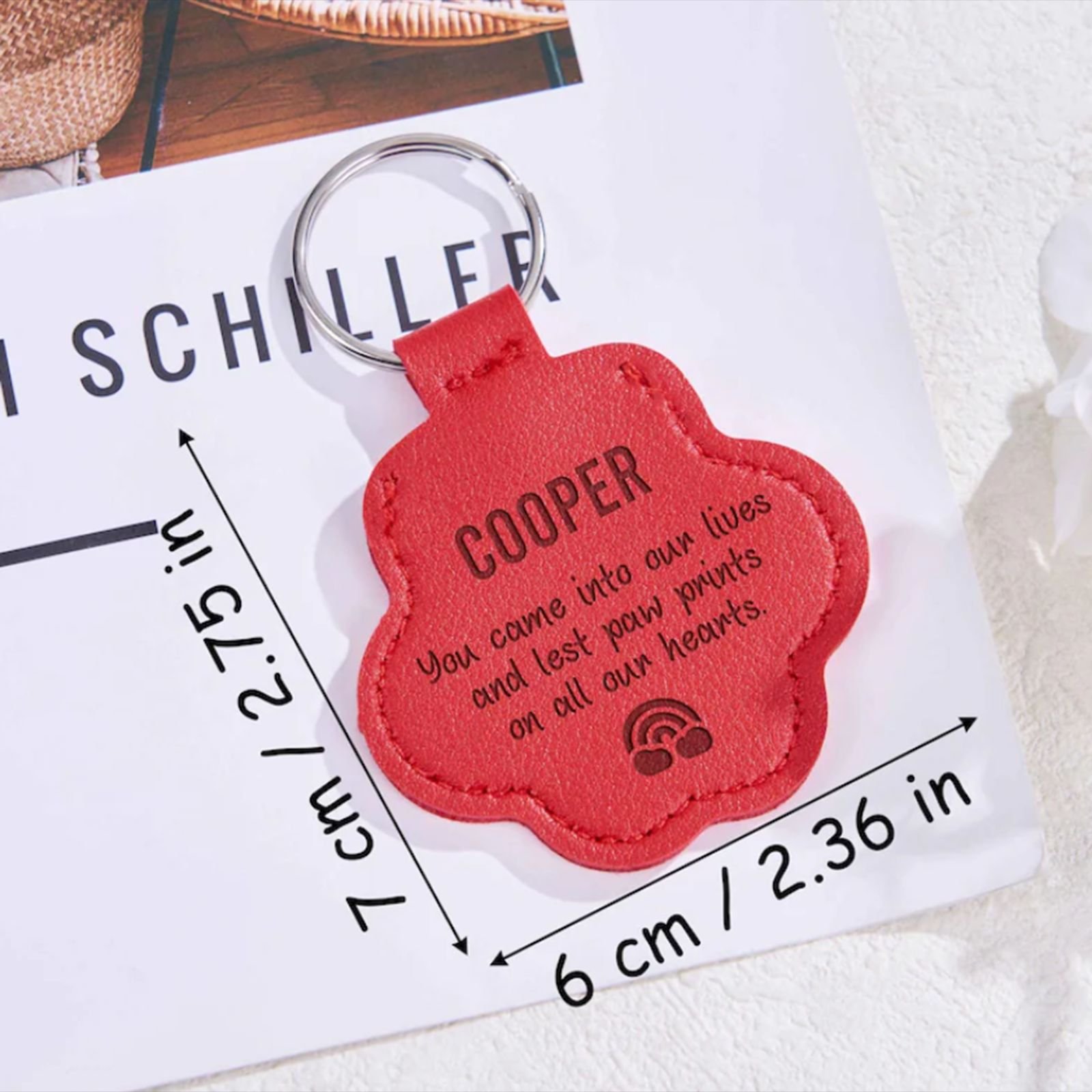 Pet Memorial Keychain: Dog Fur Keepsake Leather Keyring...