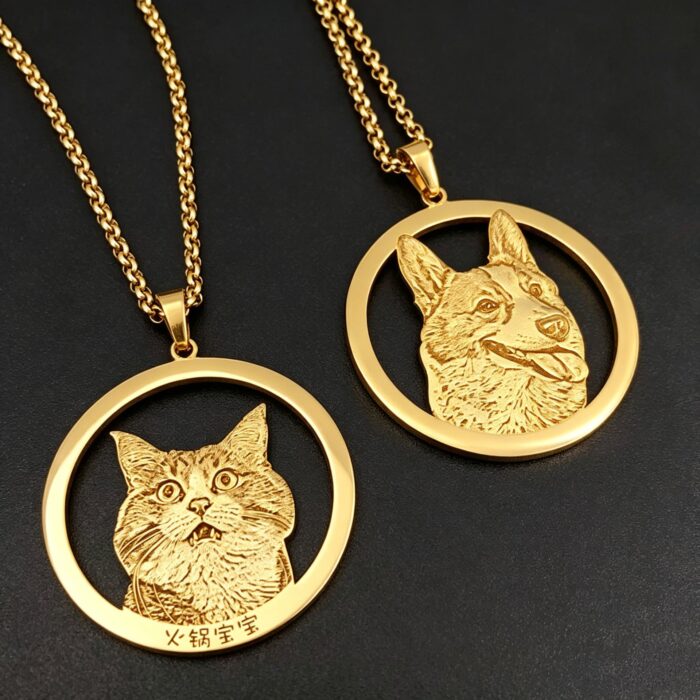 Pet Memorial Necklace, Custom Photo Engraved Round...