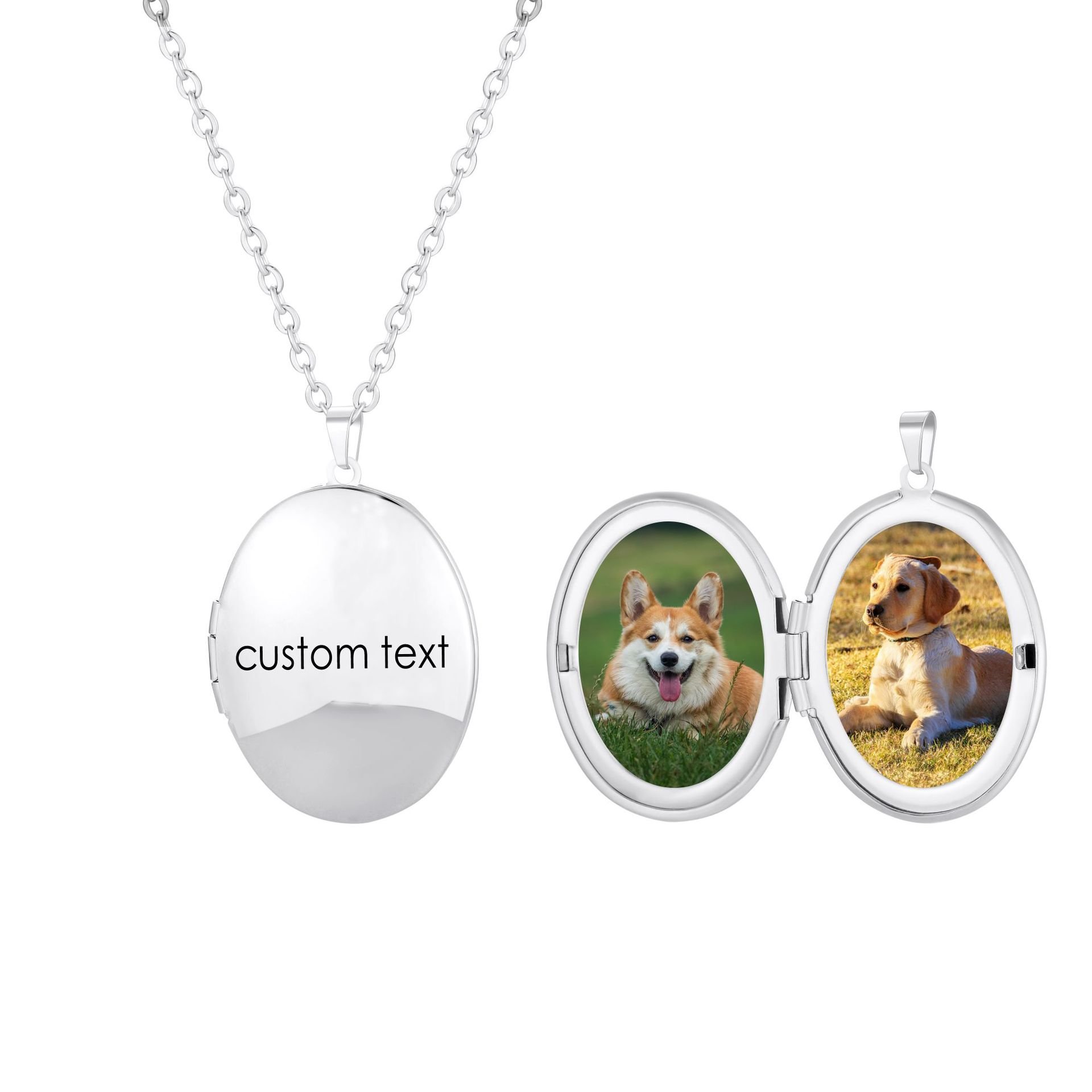 Product Name: Oval Photo Memorial Necklace, DIY Engraved...