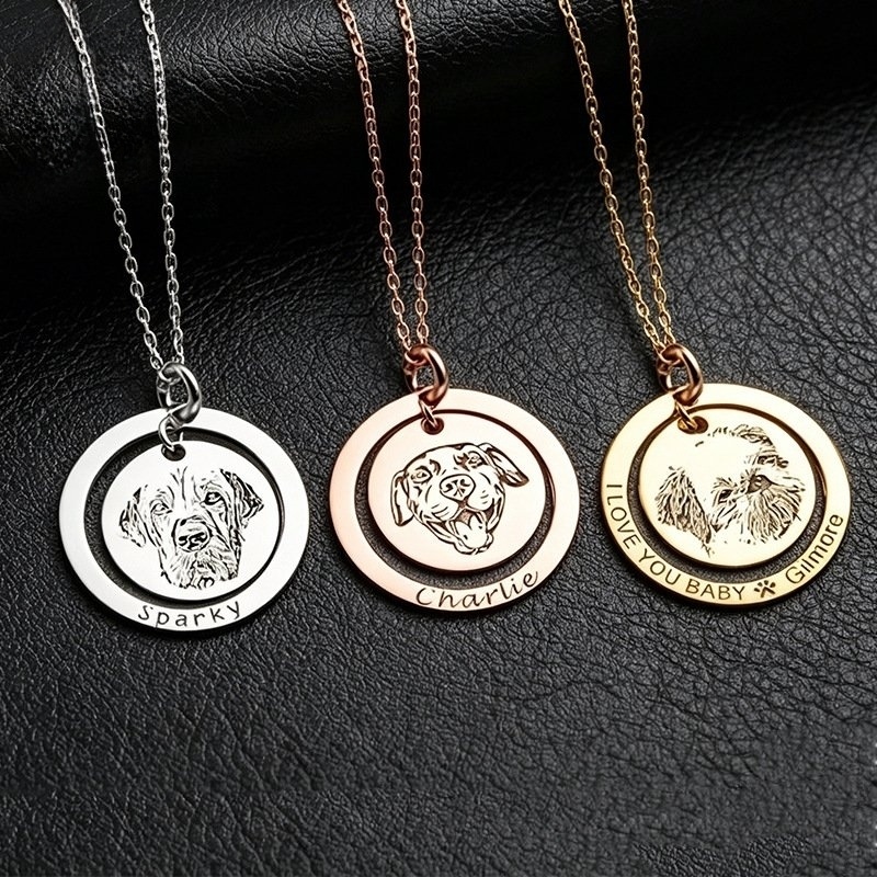 Pet Memorial Necklace with Custom Pet Photo, Stainless...
