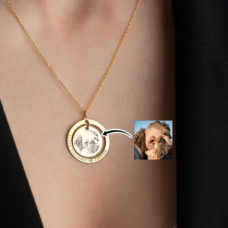 Pet Memorial Necklace with Custom Pet Photo, Stainless...