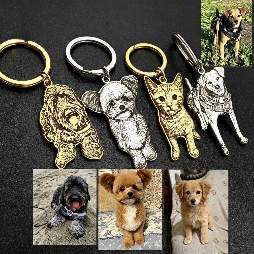 Pet Memorial Keychain: Custom Photo Stainless Steel Cat...