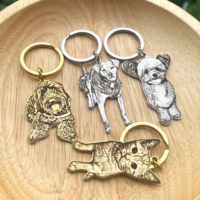 Pet Memorial Keychain: Custom Photo Stainless Steel Cat...