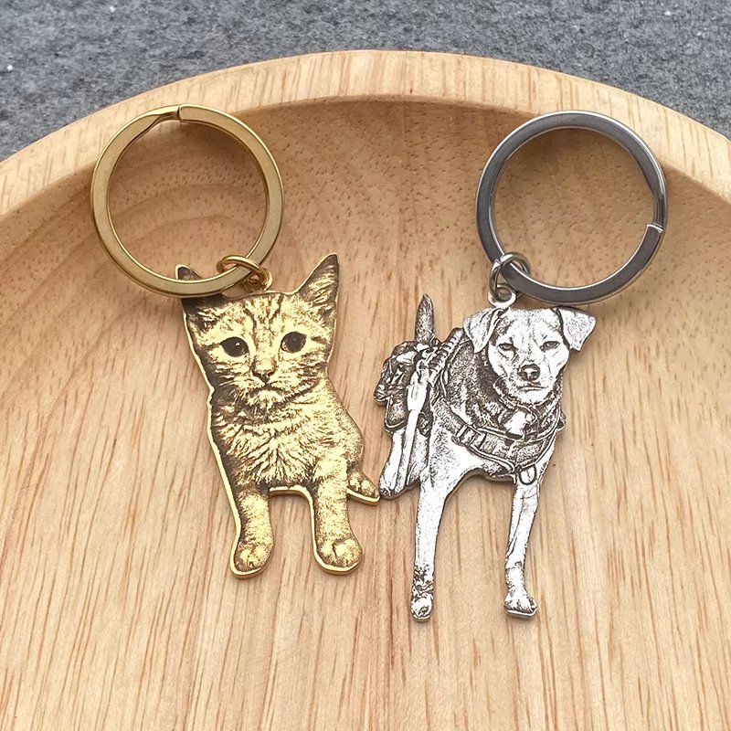 Pet Memorial Keychain: Custom Photo Stainless Steel Cat...