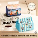 Custom Cartoon Fabric Tissue Box Cover, Wall-Mounted for Home & Car
