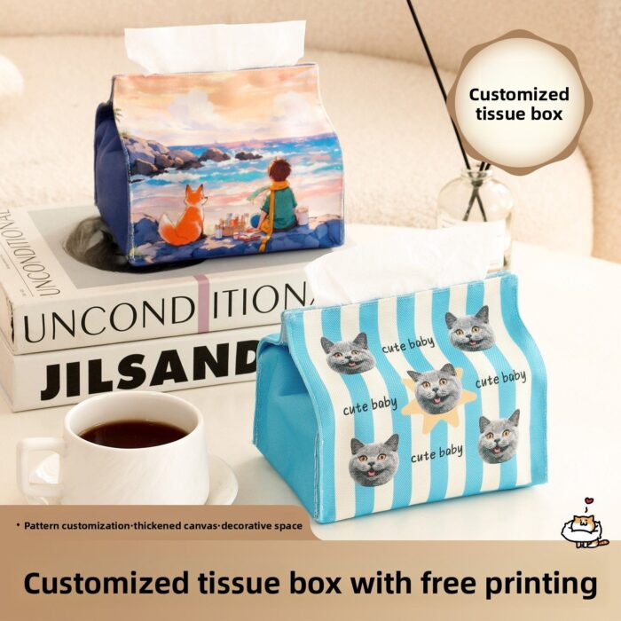 Product Title: Custom Cartoon Fabric Tissue Box Cover,...