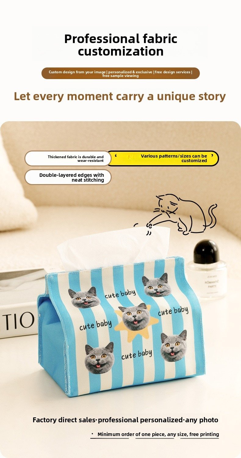Product Title: Custom Cartoon Fabric Tissue Box Cover,...