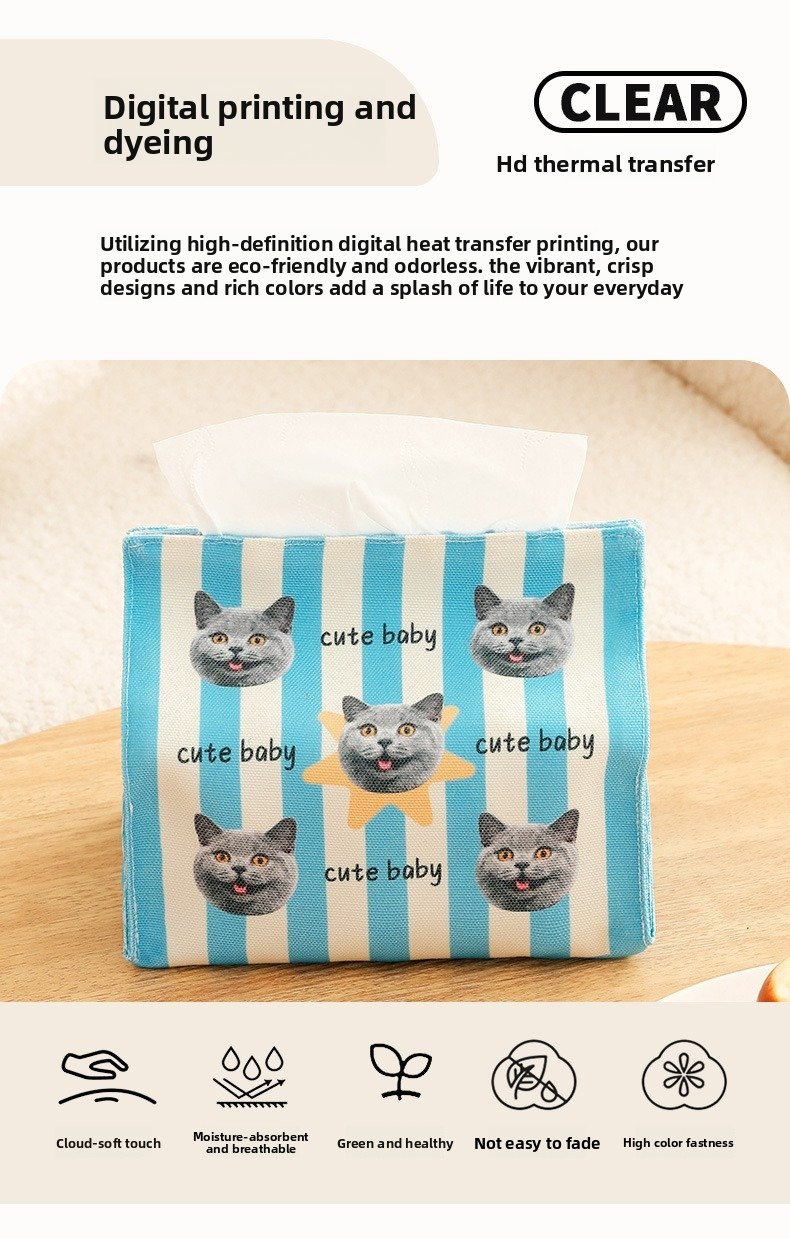 Product Title: Custom Cartoon Fabric Tissue Box Cover,...