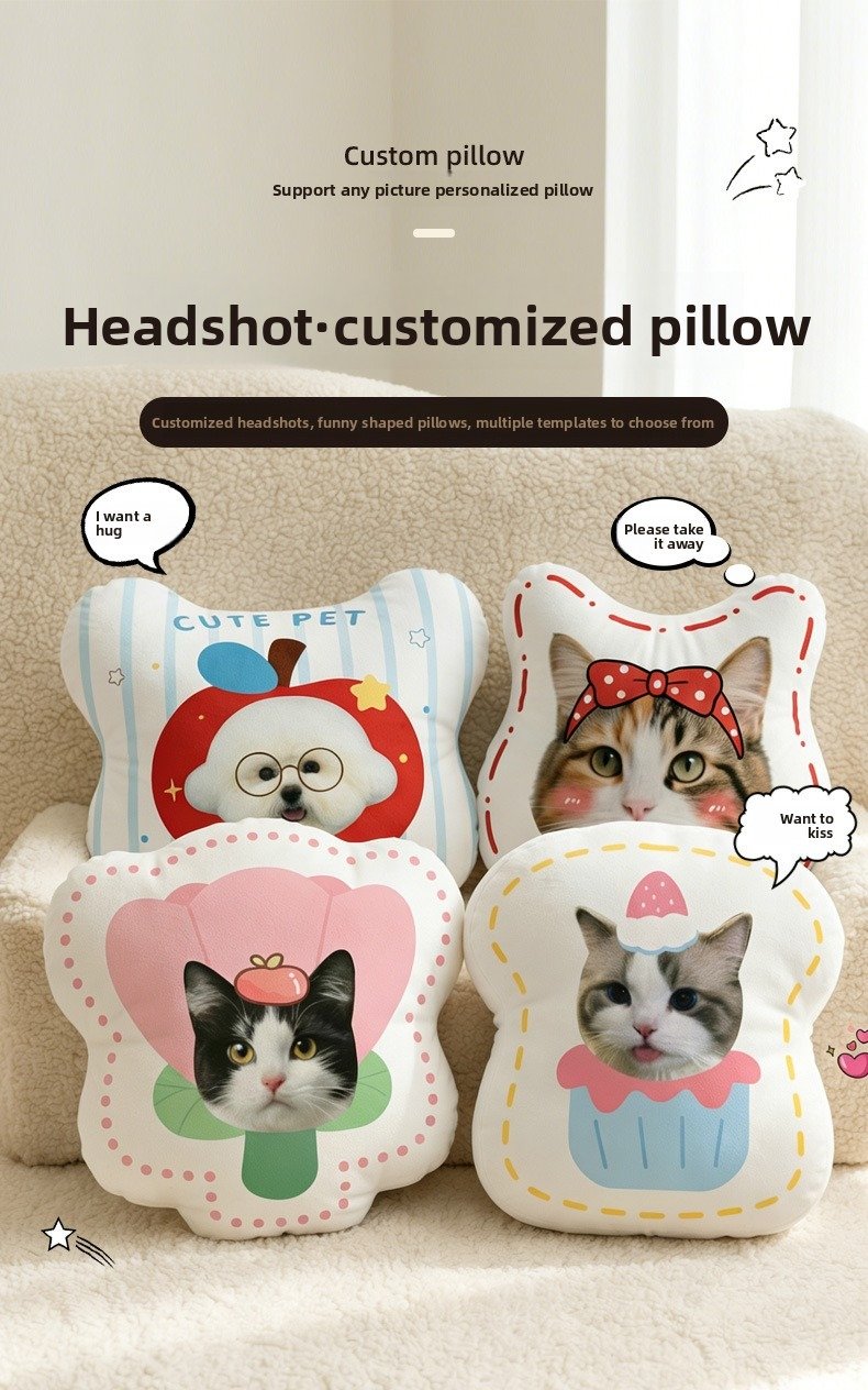 Product Name: Custom Pet Portrait Pillow, Double-Sided...