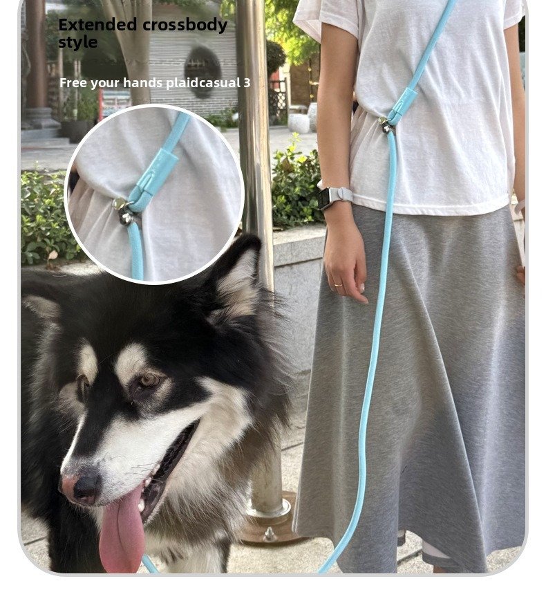 Dog Leash with Crossbody Strap, Hands-Free P-Chain...