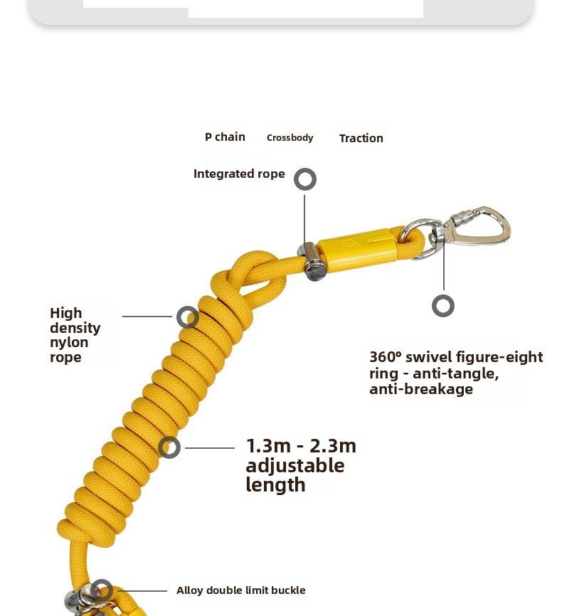 Dog Leash with Crossbody Strap, Hands-Free P-Chain...