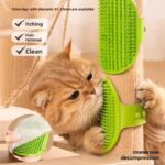 Silicone Cat Massage Groomer, Wall & Table Leg Mount Self-Play Scratcher