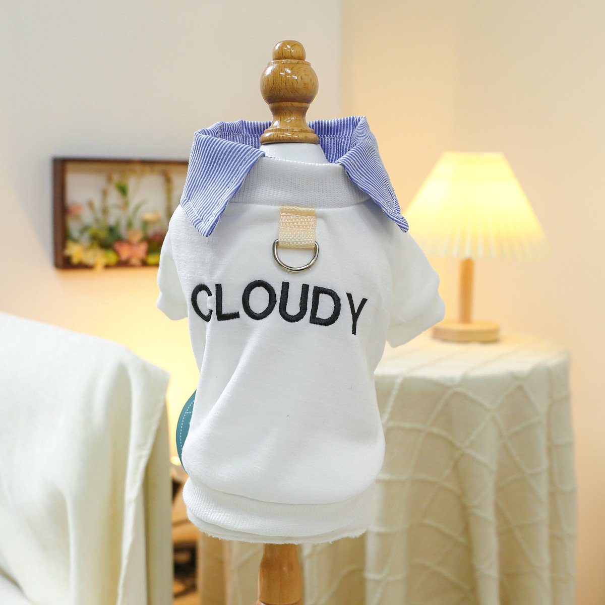 Pet Hoodie for Small Dogs Embroidered Cat Design