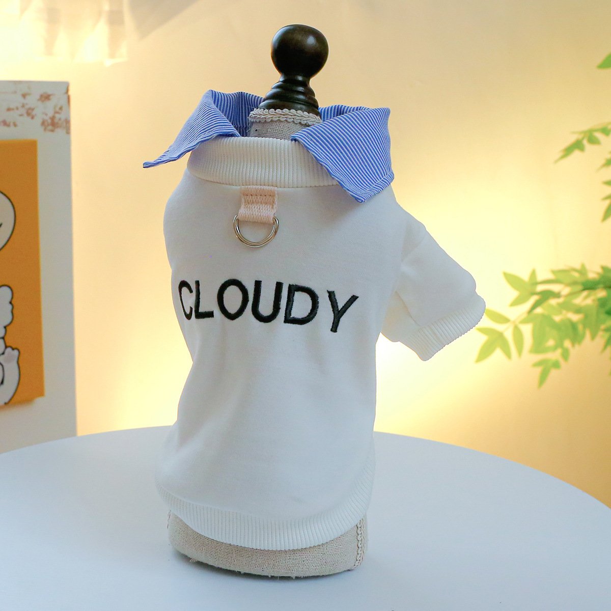 Pet Hoodie for Small Dogs Embroidered Cat Design