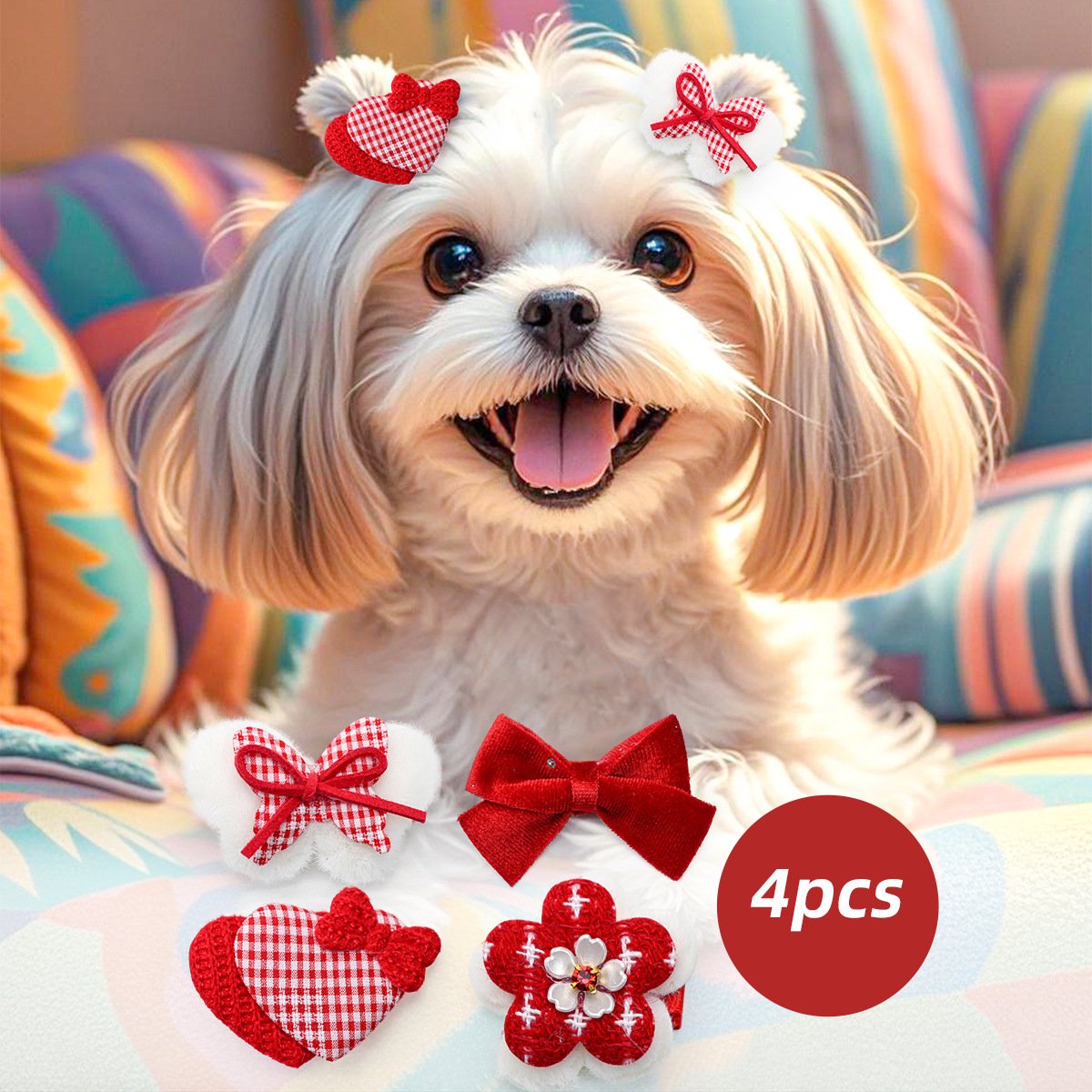 Product Name: Pet Hair Clip, Cute Bow Dog Cat Fashion...