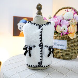Pet Tweed Dress with 3D Floral Detail for