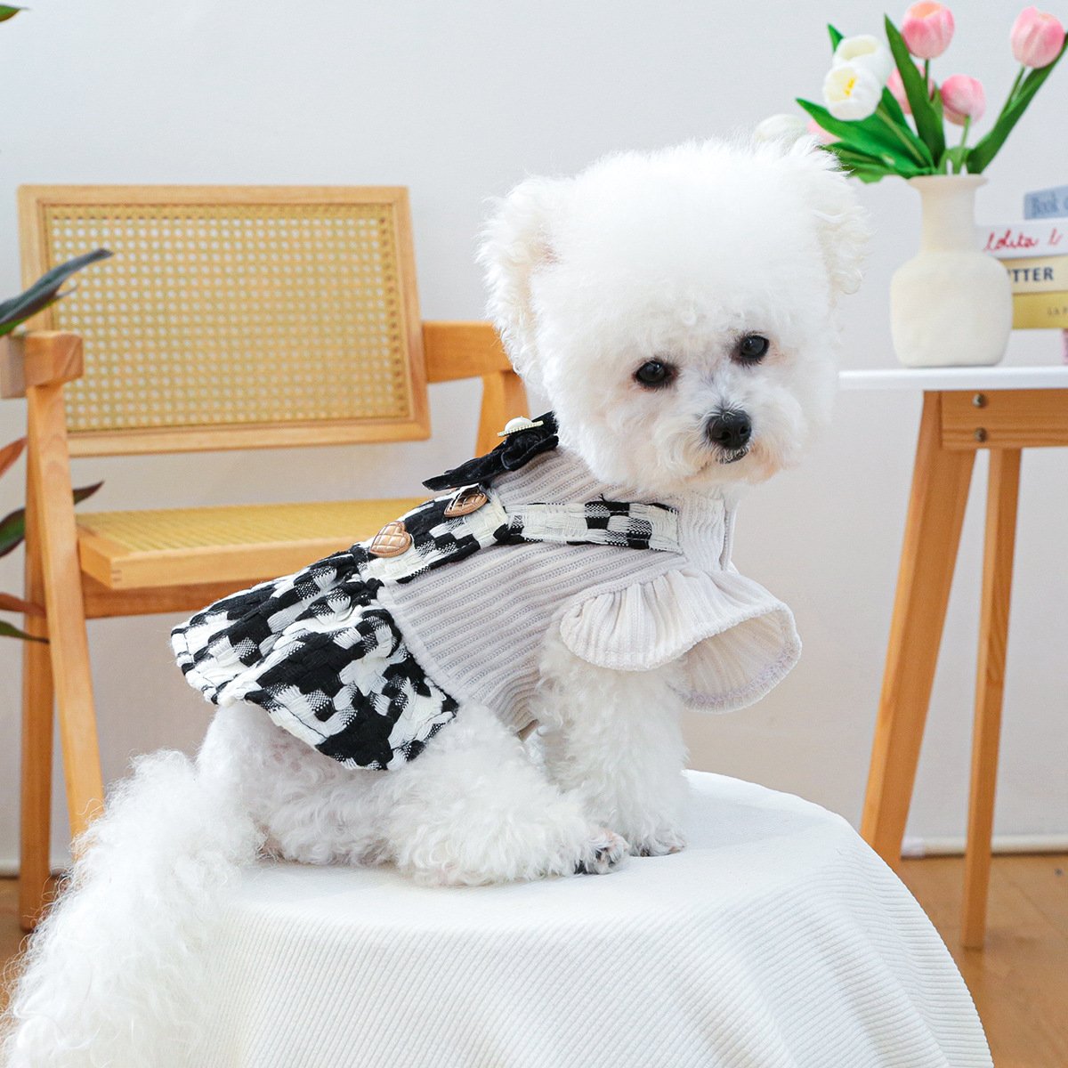 Product Name: Pet Tweed Dress for Small Dogs & Cats,...