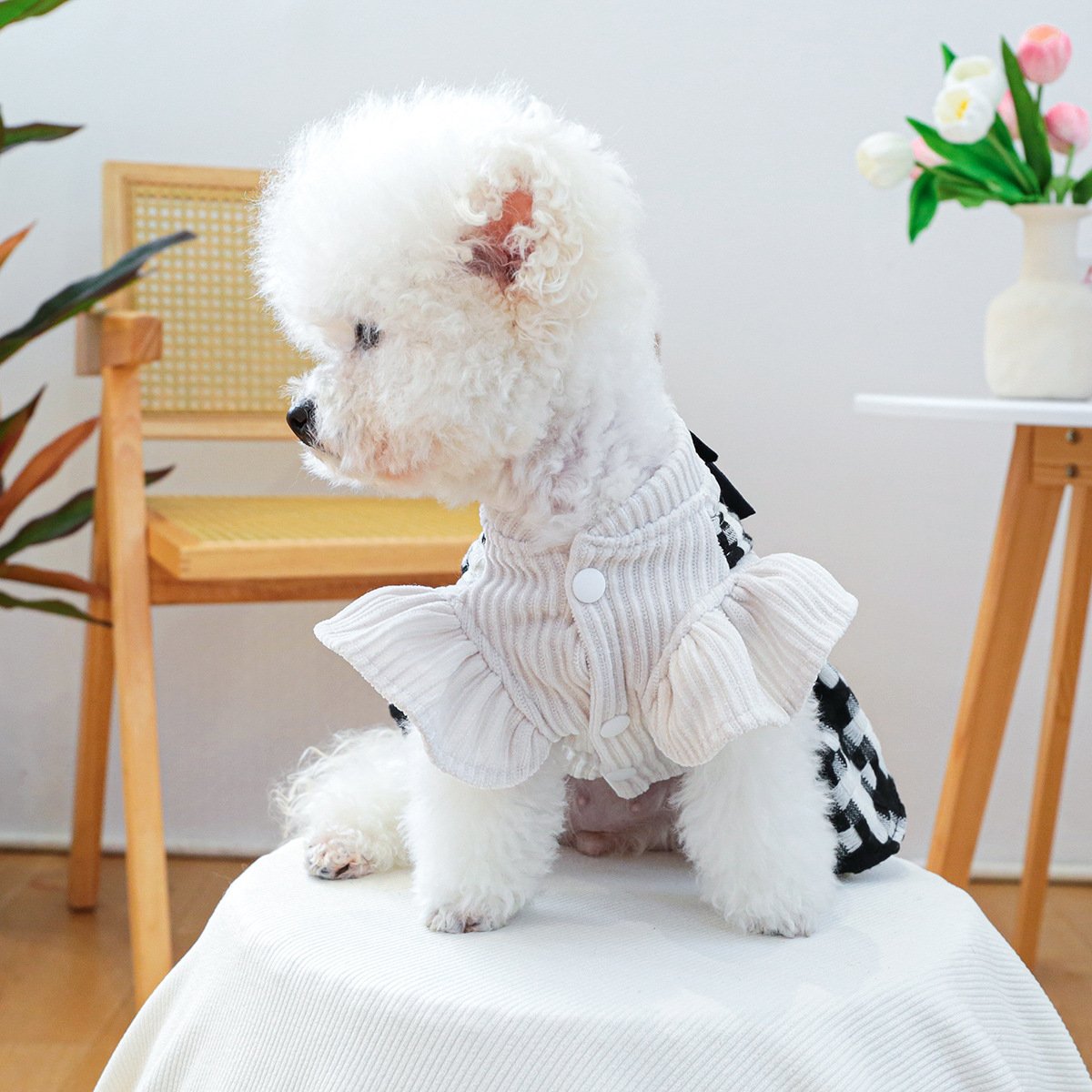 Product Name: Pet Tweed Dress for Small Dogs & Cats,...