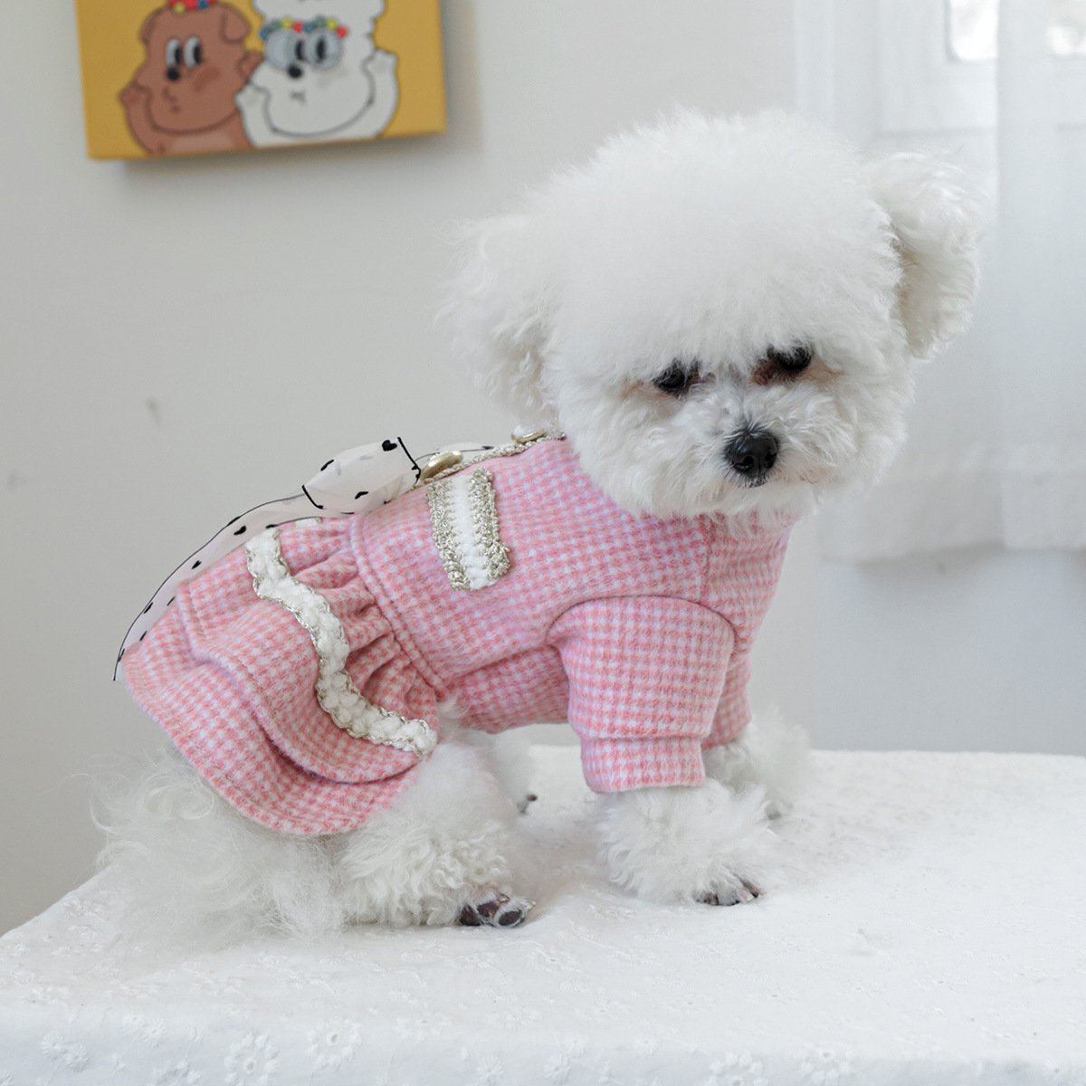Product Name: Pet Tweed Dress for Small Dogs & Cats,...