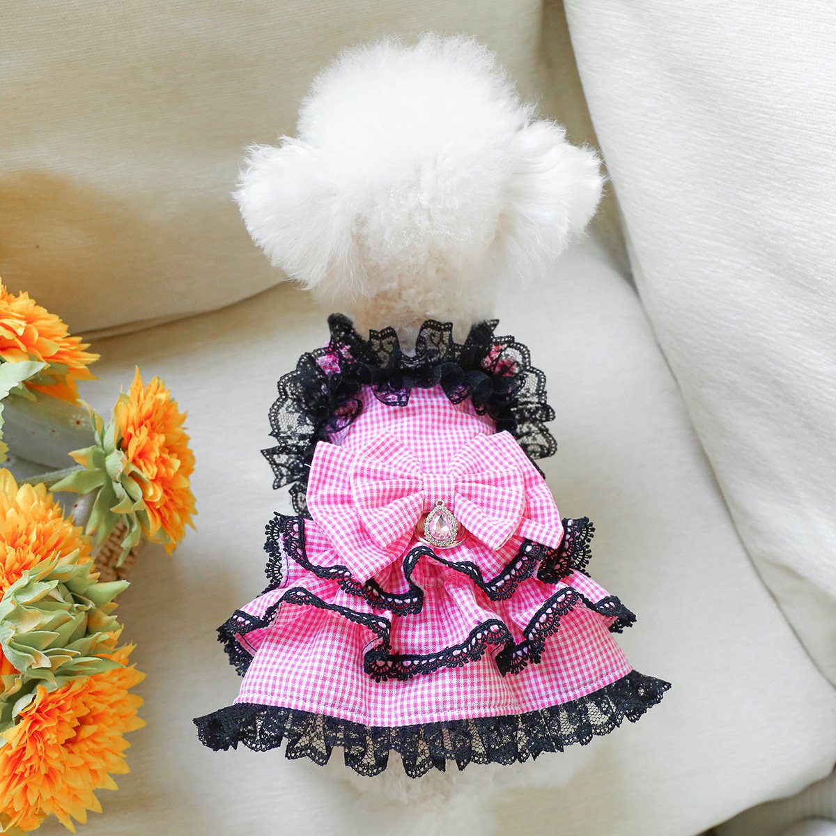Product Name: PETCIRCLE Small Dog Summer Daisy Strap Dress