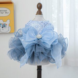 Pet Tutu Dress Blue Galaxy Bridal Gown for