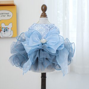 Pet Tutu Dress Blue Galaxy Bridal Gown for