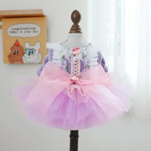 Pet Tutu Dress Blue Galaxy Bridal Gown for