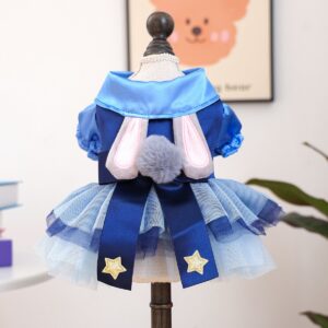 Pet Tutu Dress Blue Galaxy Bridal Gown for