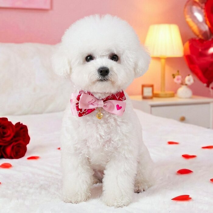 Product Name: Pet Cat Dog Bow Tie PU Collar for Small...