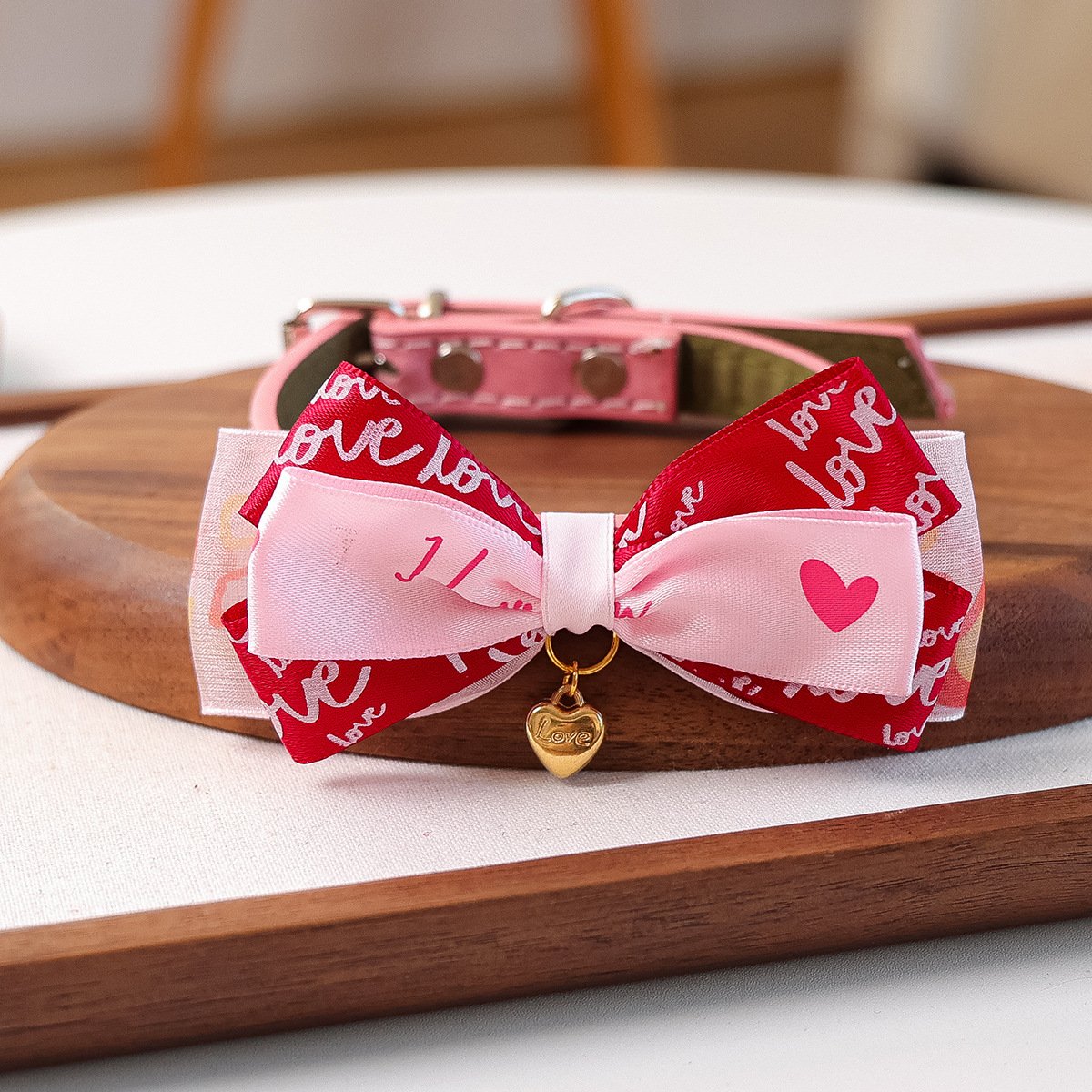 Product Name: Pet Cat Dog Bow Tie PU Collar for Small...