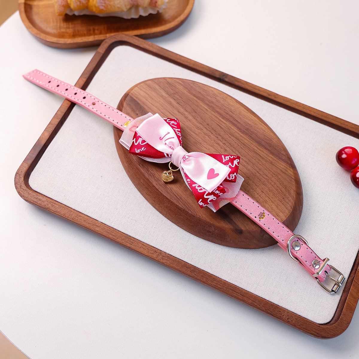 Product Name: Pet Cat Dog Bow Tie PU Collar for Small...