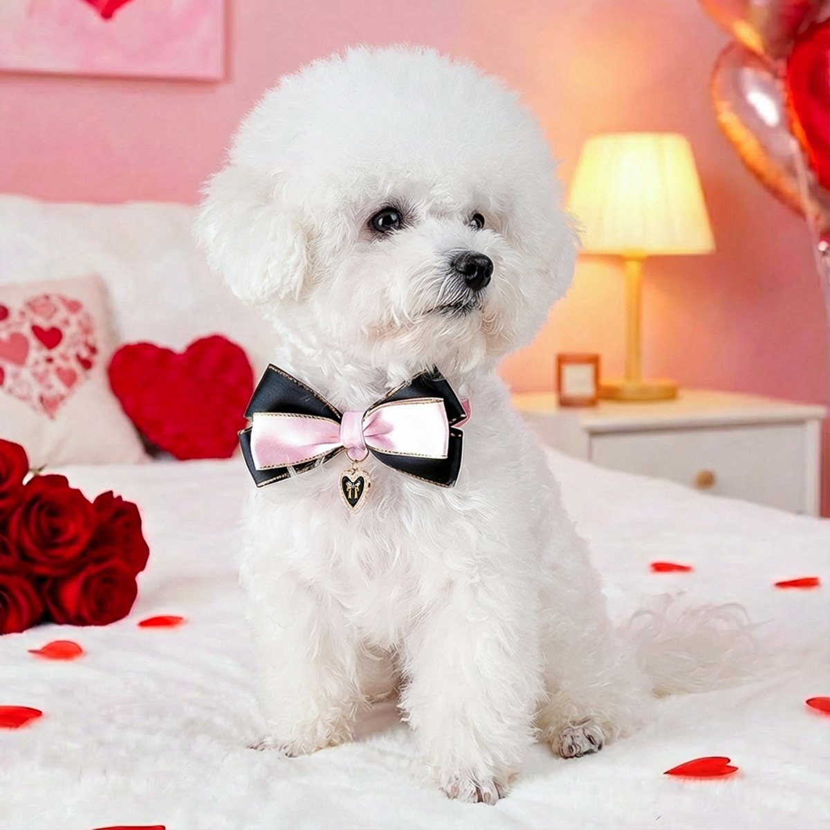 Product Name: Pet Cat Dog Bow Tie PU Collar for Small...