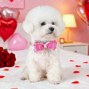 Pet Cat Dog Bow Tie PU Collar for Small