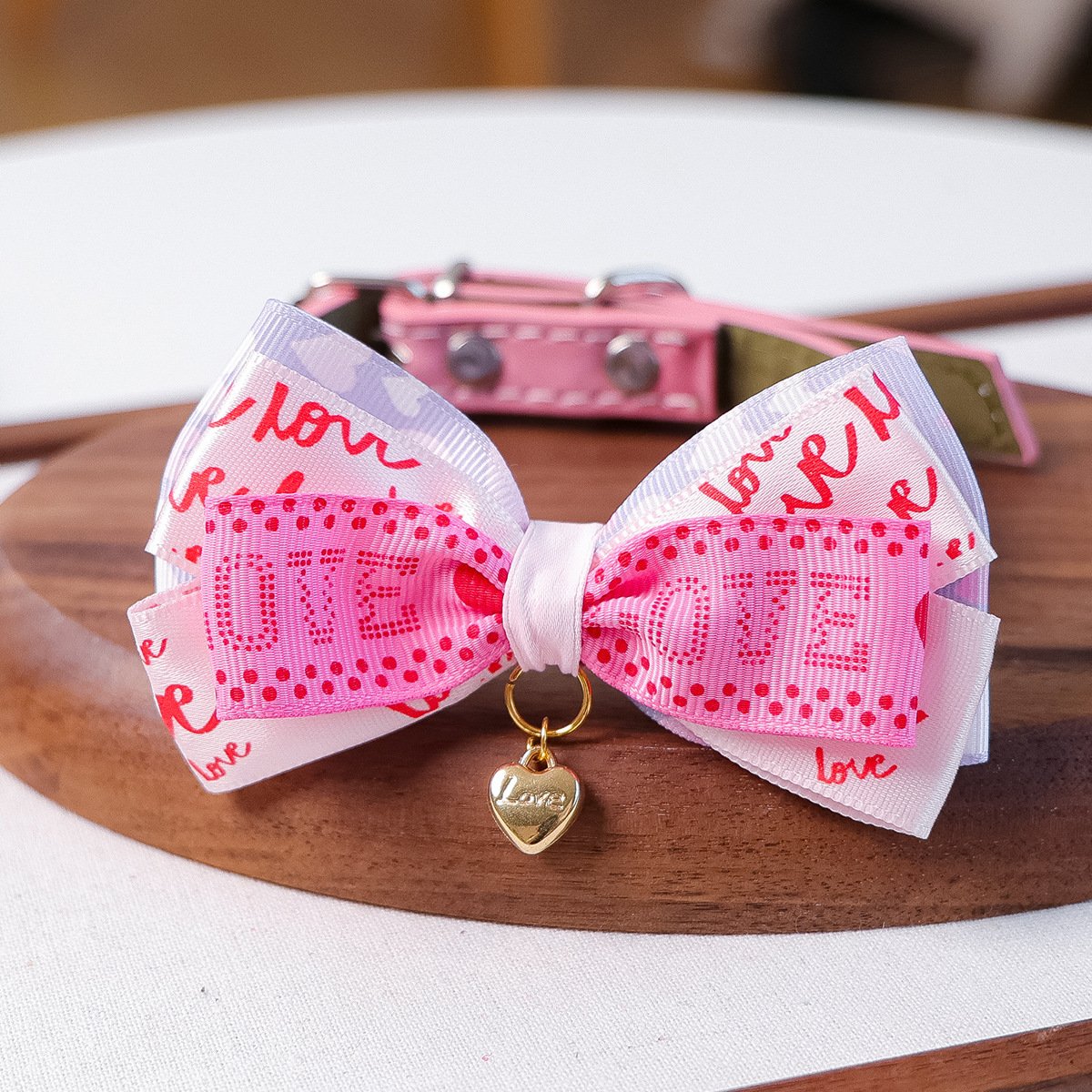 Product Name: Pet Cat Dog Bow Tie PU Collar for Small...
